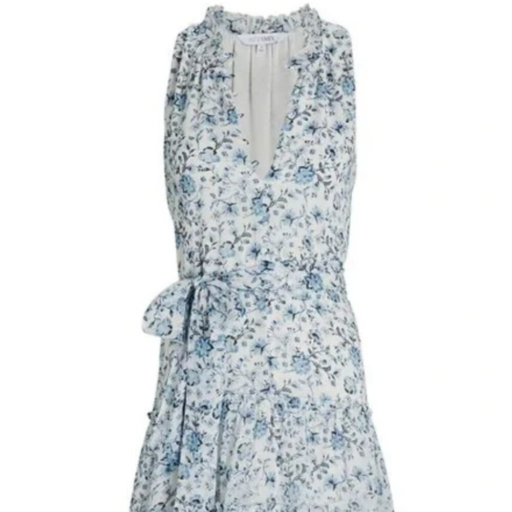 Intermix blue floral belted mini dress, Size 6, NWT